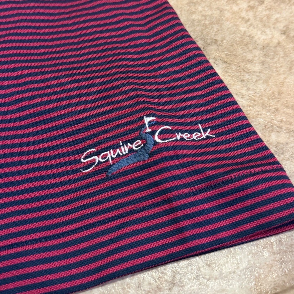 Peter Millar Summer Comfort Mens XXL Polo Burgundy Navy Stripe Squire Creek - Picture 8 of 16